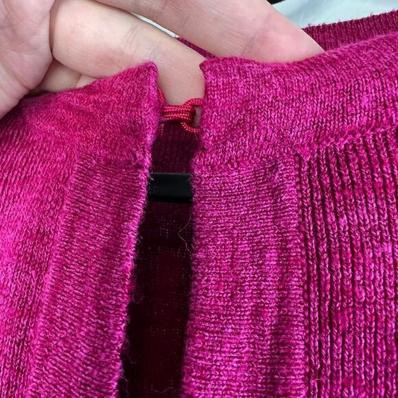 Banana Republic Ramie Blend Short Sleeve Magenta Single Hook Cardigan Medium - Picture 4 of 7